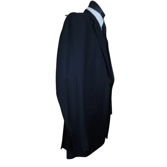 Hickey Freeman Madison 44L Blazer Black Multi-Stripe Loro Piana Super 130s Wool - Picture 2 of 10